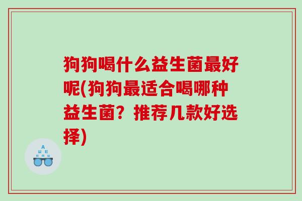 狗狗喝什么益生菌最好呢(狗狗最适合喝哪种益生菌？推荐几款好选择)