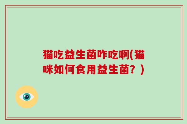 猫吃益生菌咋吃啊(猫咪如何食用益生菌？)