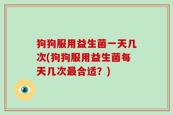 狗狗服用益生菌一天几次(狗狗服用益生菌每天几次合适？)