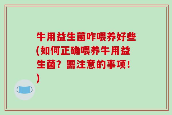 牛用益生菌咋喂养好些(如何正确喂养牛用益生菌?需注意的事项!) 牛用益生菌咋喂养好些(如何正确喂养牛用益生菌?需注意的事项!)