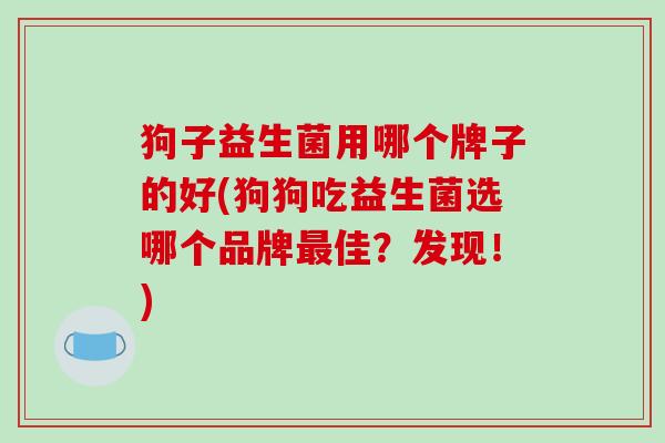 狗子益生菌用哪个牌子的好(狗狗吃益生菌选哪个品牌最佳？发现！)
