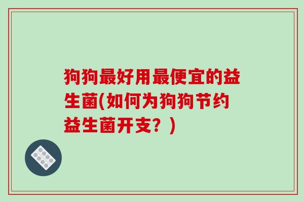 狗狗最好用最便宜的益生菌(如何为狗狗节约益生菌开支？)