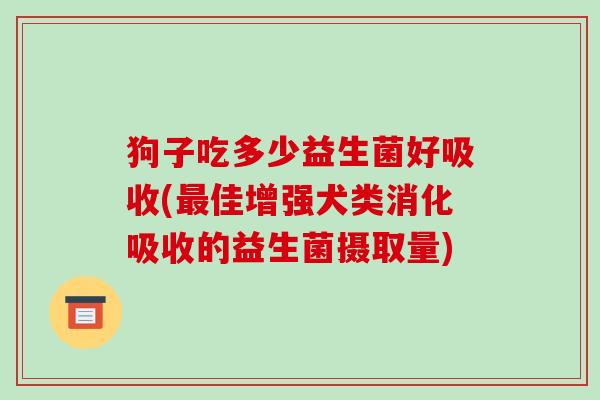 狗子吃多少益生菌好吸收(最佳增强犬类消化吸收的益生菌摄取量)