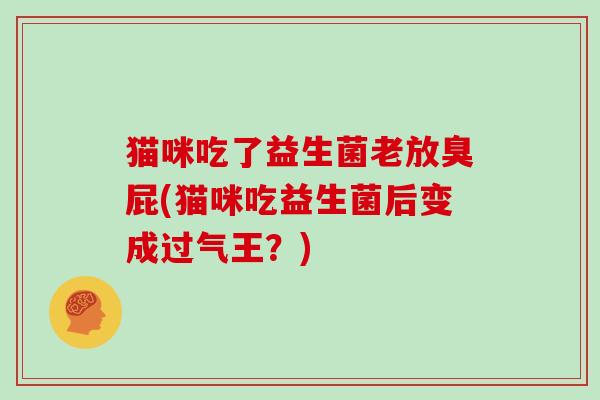 猫咪吃了益生菌老放臭屁(猫咪吃益生菌后变成过气王？)
