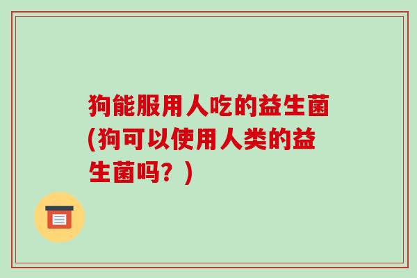 狗能服用人吃的益生菌(狗可以使用人类的益生菌吗？)