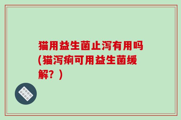 猫用益生菌止泻有用吗(猫泻痢可用益生菌缓解？)