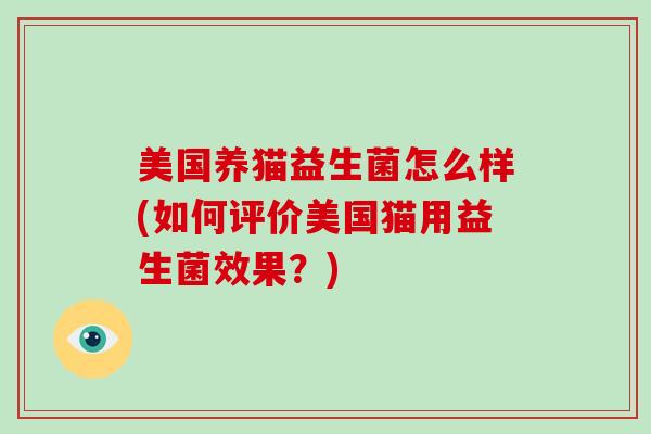 美国养猫益生菌怎么样(如何评价美国猫用益生菌效果?) 美国养猫益生菌怎么样(如何评价美国猫用益生菌效果?)