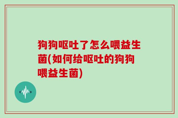 狗狗呕吐了怎么喂益生菌(如何给呕吐的狗狗喂益生菌)