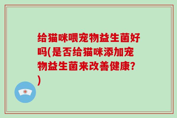 给猫咪喂宠物益生菌好吗(是否给猫咪添加宠物益生菌来改善健康？)