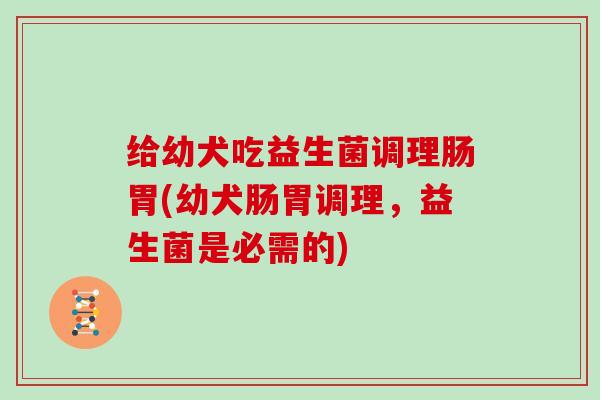 给幼犬吃益生菌调理肠胃(幼犬肠胃调理，益生菌是必需的)