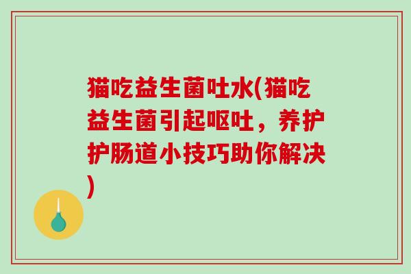 猫吃益生菌吐水(猫吃益生菌引起呕吐，养护护肠道小技巧助你解决)