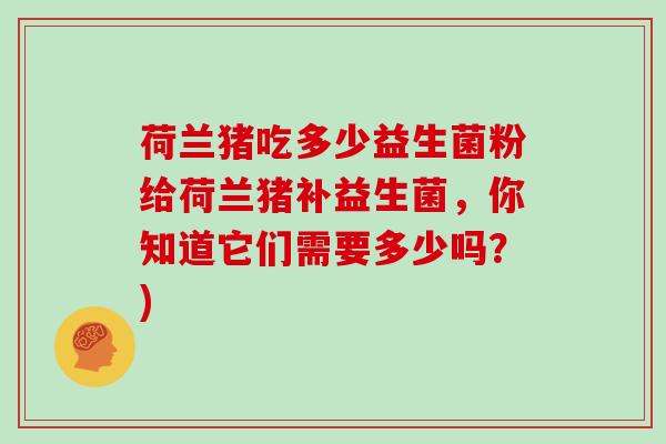荷兰猪吃多少益生菌粉给荷兰猪补益生菌，你知道它们需要多少吗？)