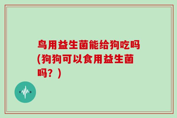 鸟用益生菌能给狗吃吗(狗狗可以食用益生菌吗？)