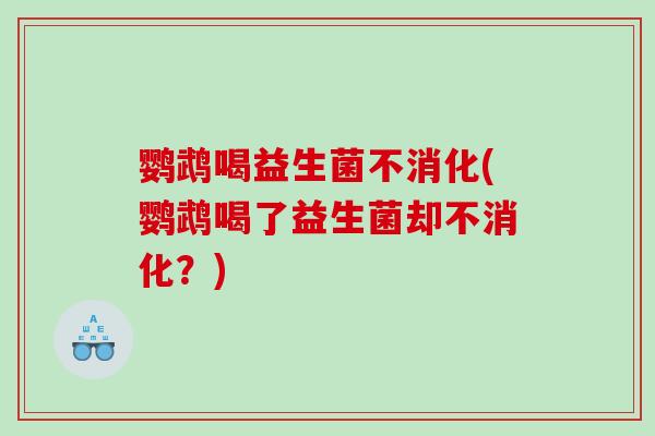 鹦鹉喝益生菌不消化(鹦鹉喝了益生菌却不消化？)