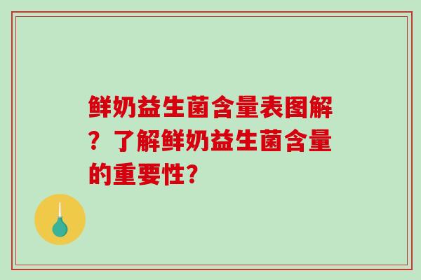 鲜奶益生菌含量表图解？了解鲜奶益生菌含量的重要性？