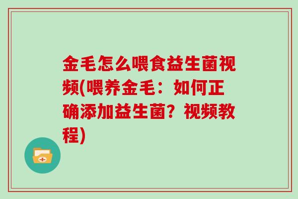 金毛怎么喂食益生菌视频(喂养金毛：如何正确添加益生菌？视频教程)