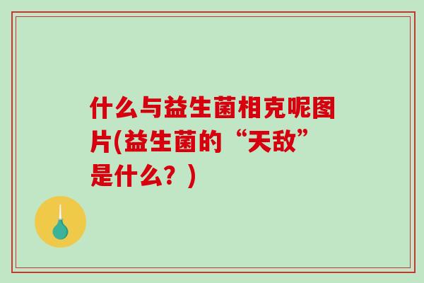什么与益生菌相克呢图片(益生菌的“天敌”是什么？)