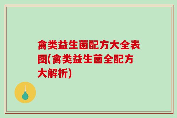禽类益生菌配方大全表图(禽类益生菌全配方大解析) 禽类益生菌配方大全表图(禽类益生菌全配方大解析)