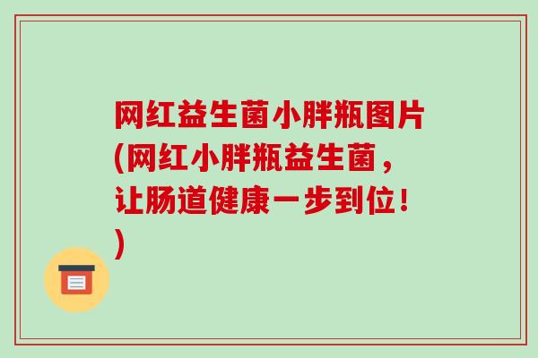网红益生菌小胖瓶图片(网红小胖瓶益生菌，让肠道健康一步到位！)