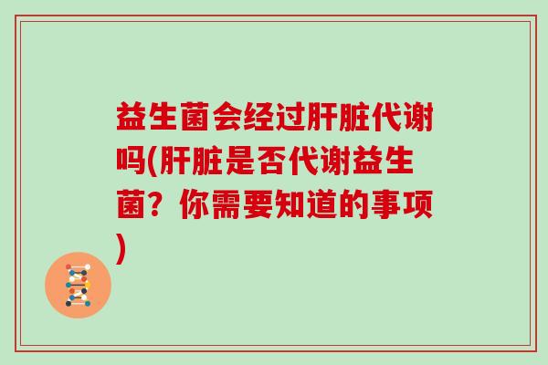 益生菌会经过肝脏代谢吗(肝脏是否代谢益生菌？你需要知道的事项)