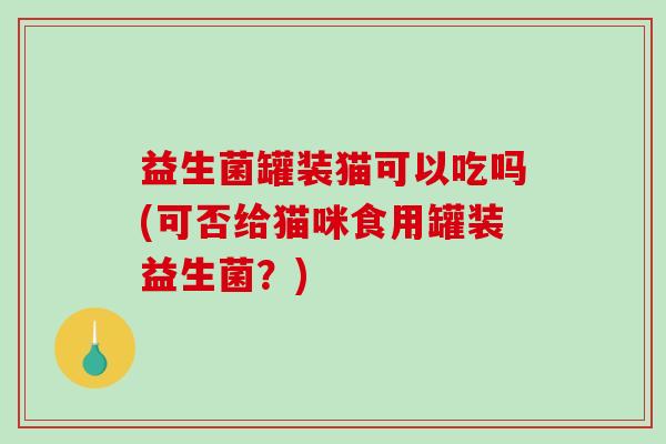 益生菌罐装猫可以吃吗(可否给猫咪食用罐装益生菌？)