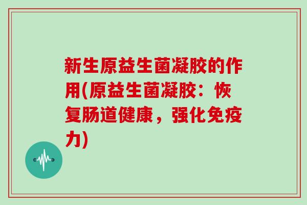 新生原益生菌凝胶的作用(原益生菌凝胶：恢复肠道健康，强化免疫力)