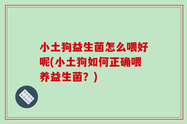 小土狗益生菌怎么喂好呢(小土狗如何正确喂养益生菌？)