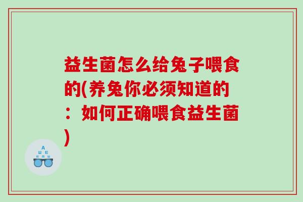 益生菌怎么给兔子喂食的(养兔你必须知道的：如何正确喂食益生菌)