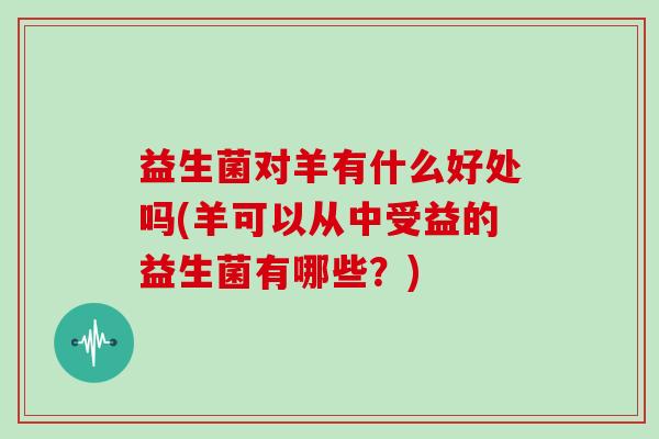 益生菌对羊有什么好处吗(羊可以从中受益的益生菌有哪些?) 益生菌对羊有什么好处吗(羊可以从中受益的益生菌有哪些?)