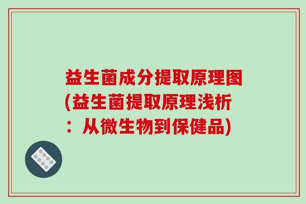 益生菌成分提取原理图(益生菌提取原理浅析:从微生物到保健品) 益生菌成分提取原理图(益生菌提取原理浅析:从微生物到保健品)