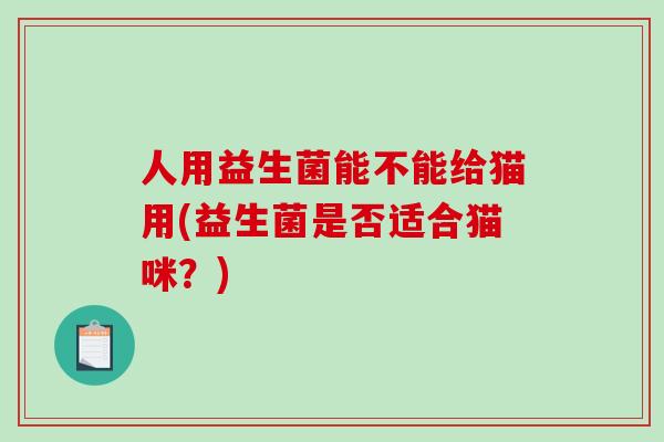 人用益生菌能不能给猫用(益生菌是否适合猫咪？)