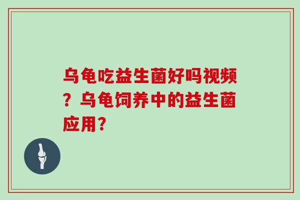 乌龟吃益生菌好吗视频？乌龟饲养中的益生菌应用？