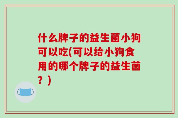 什么牌子的益生菌小狗可以吃(可以给小狗食用的哪个牌子的益生菌？)