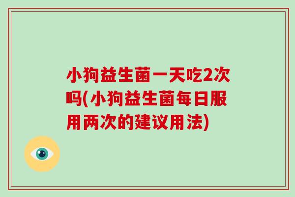 小狗益生菌一天吃2次吗(小狗益生菌每日服用两次的建议用法)