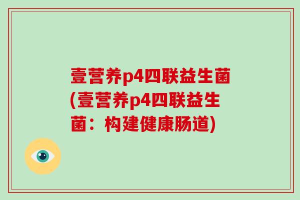 壹营养p4四联益生菌(壹营养p4四联益生菌：构建健康肠道)
