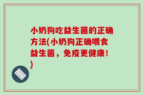 小奶狗吃益生菌的正确方法(小奶狗正确喂食益生菌，免疫更健康！)