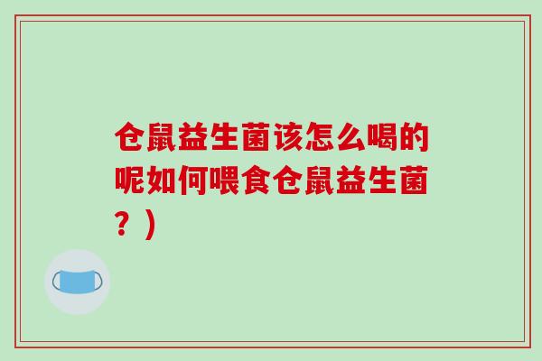 仓鼠益生菌该怎么喝的呢如何喂食仓鼠益生菌？)
