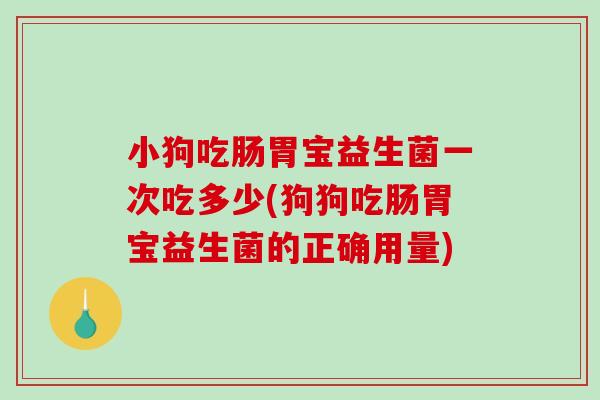 小狗吃肠胃宝益生菌一次吃多少(狗狗吃肠胃宝益生菌的正确用量)