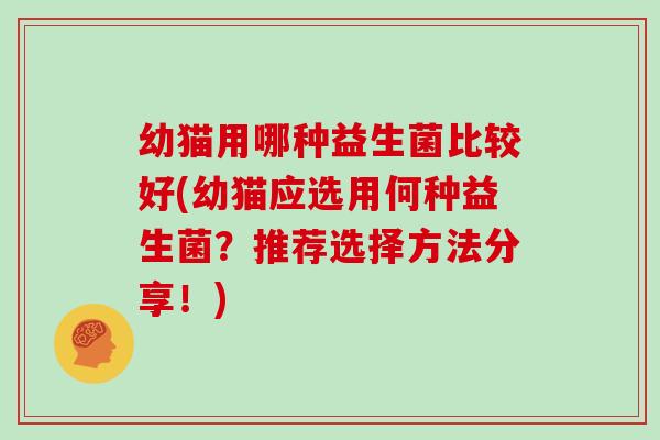 幼猫用哪种益生菌比较好(幼猫应选用何种益生菌？推荐选择方法分享！)