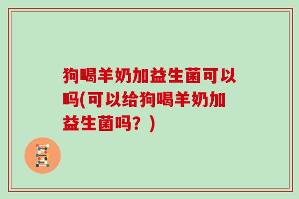 狗喝羊奶加益生菌可以吗(可以给狗喝羊奶加益生菌吗？)