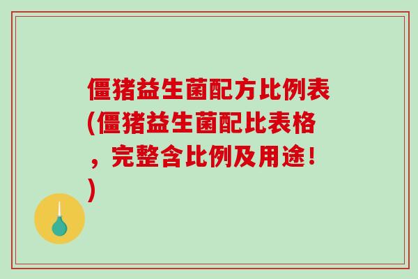 僵猪益生菌配方比例表(僵猪益生菌配比表格，完整含比例及用途！)