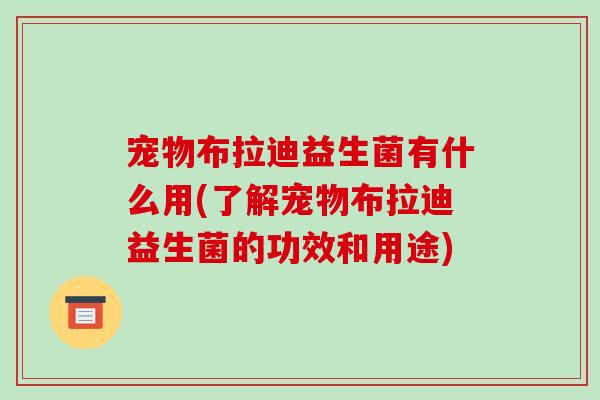 宠物布拉迪益生菌有什么用(了解宠物布拉迪益生菌的功效和用途)