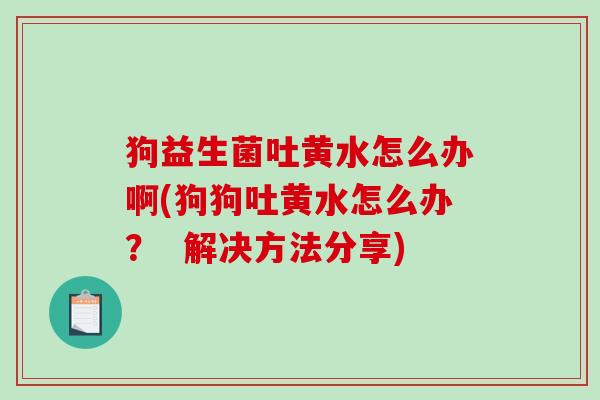 狗益生菌吐黄水怎么办啊(狗狗吐黄水怎么办？  解决方法分享)