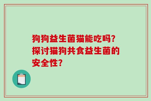 狗狗益生菌猫能吃吗？探讨猫狗共食益生菌的安全性？