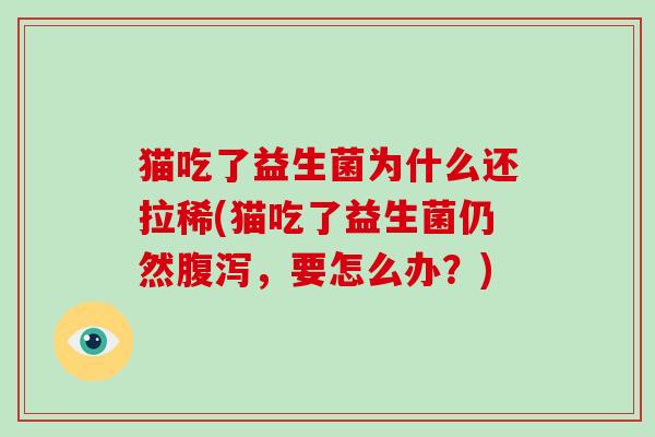 猫吃了益生菌为什么还拉稀(猫吃了益生菌仍然腹泻，要怎么办？)