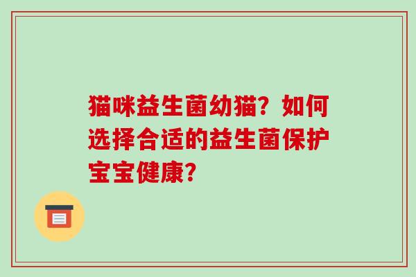 猫咪益生菌幼猫？如何选择合适的益生菌保护宝宝健康？