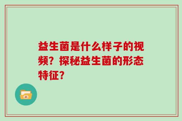 益生菌是什么样子的视频？探秘益生菌的形态特征？