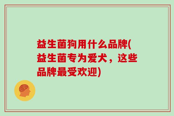 益生菌狗用什么品牌(益生菌专为爱犬,这些品牌受欢迎) 益生菌狗用什么品牌(益生菌专为爱犬,这些品牌受欢迎)
