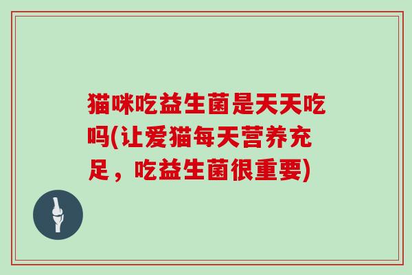 猫咪吃益生菌是天天吃吗(让爱猫每天营养充足，吃益生菌很重要)