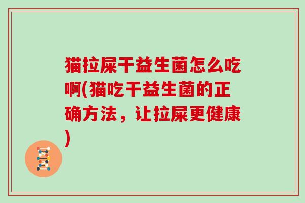 猫拉屎干益生菌怎么吃啊(猫吃干益生菌的正确方法，让拉屎更健康)